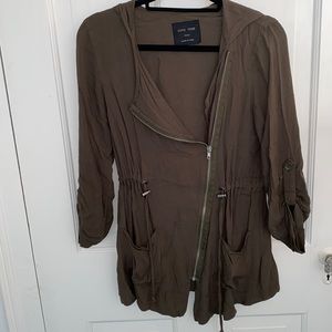 Army green pull over jacket or cardigan, thin and flowy